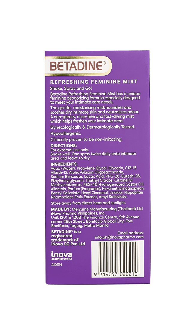 BETADINE® REFRESHING FEMININE MIST - DESCRIPTION AND DIRECTIONS FOR USE