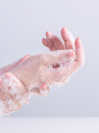 hands washing in regular soap
