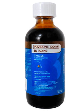 Betadine gargle antiseptic solution   For symptomatic relief of sore throat