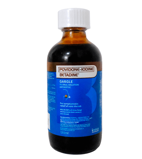 Betadine gargle antiseptic solution   For symptomatic relief of sore throat