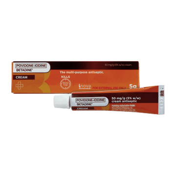 Betadine Cream in new packaging of tube and box