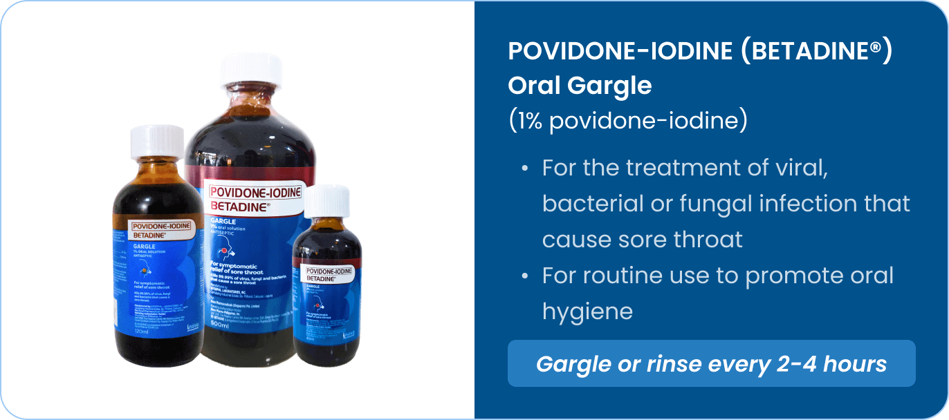Povidone Iodine BETADINE Oral Gargle and Mouthwash in different sizes