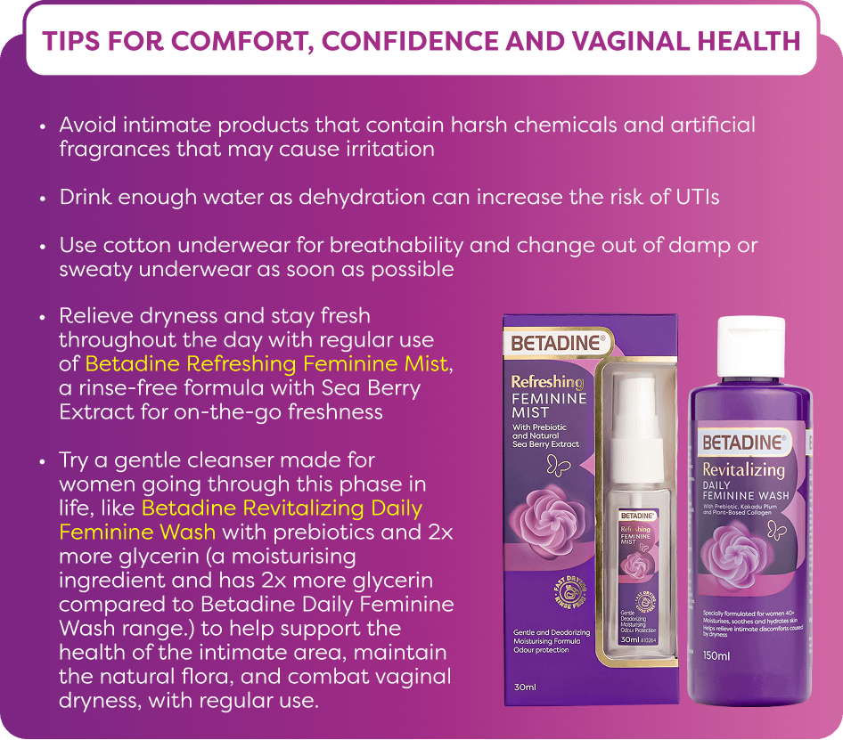 Tips for Comfort, Confidence, and Vaginal Health Section Navigating the Menopause Transition