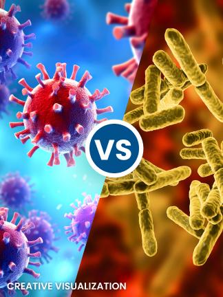 Graphics of viruses versus bacteria