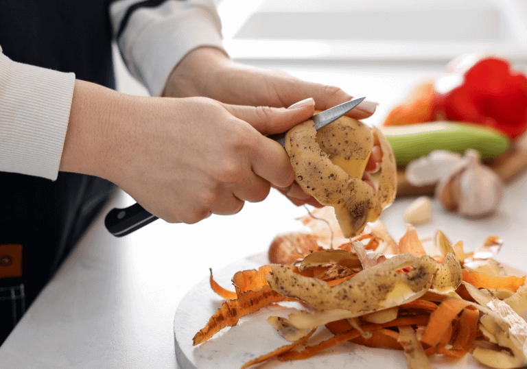 cutting potatoes